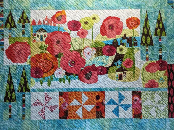 Posies Panel Quilt with Pinwheels