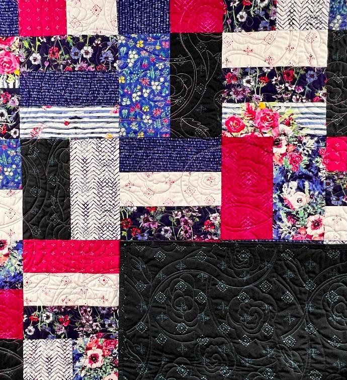 Art Gallery Fabrics in a scrappy quilt