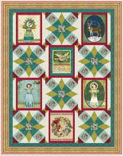 Striped Cotton Fabric border, Christmas Quilt, Christmas Magic, Kelly Rae Roberts, Benartex Fabrics