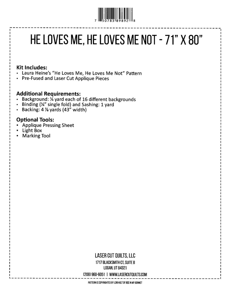 He Loves Me He Loves Me Not, Collage Pattern, Laser Cut Quilts