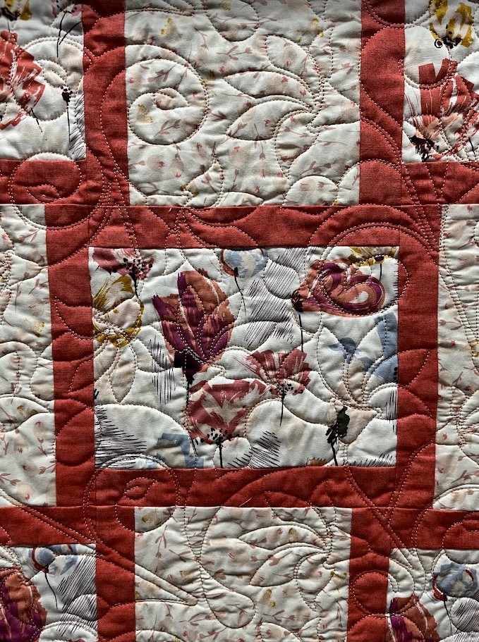 3 Yard Quilt, Floral with Orange