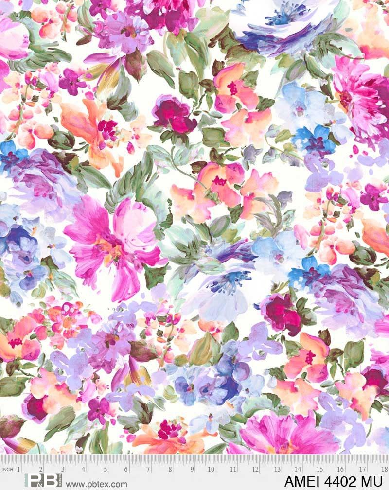 108" Wide Fabric, Amelia Multi Floral, AMEI 4402 MU, From P&B Textiles
