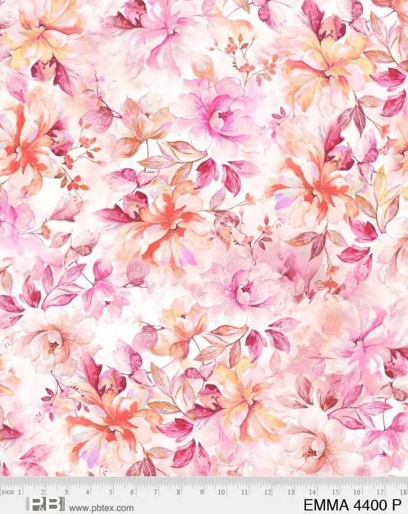 108" Pink Floral Wideback, Emma 4400 P, P&B Textiles