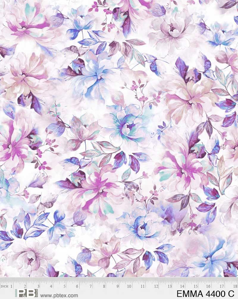 108" Purple Floral Wideback, Emma 4400, P&B Textiles