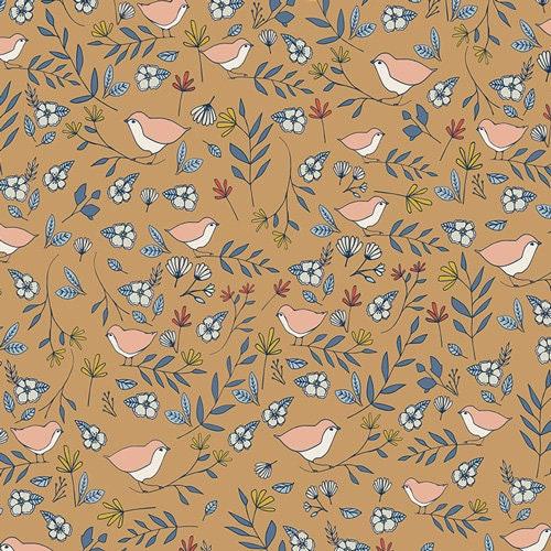 Bird Cotton Fabric, Lovebirds, Maureen Cracknell, Art Gallery Fabrics