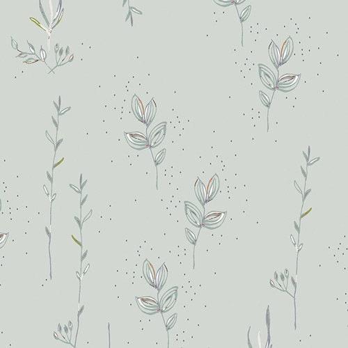 Botanical Grey Cotton, Modern Leaves, Amy Sinibaldi, Art Gallery Fabrics