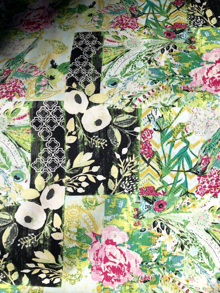 Collage floral cotton, Hummingbird, Bari J, Art Gallery Fabrics