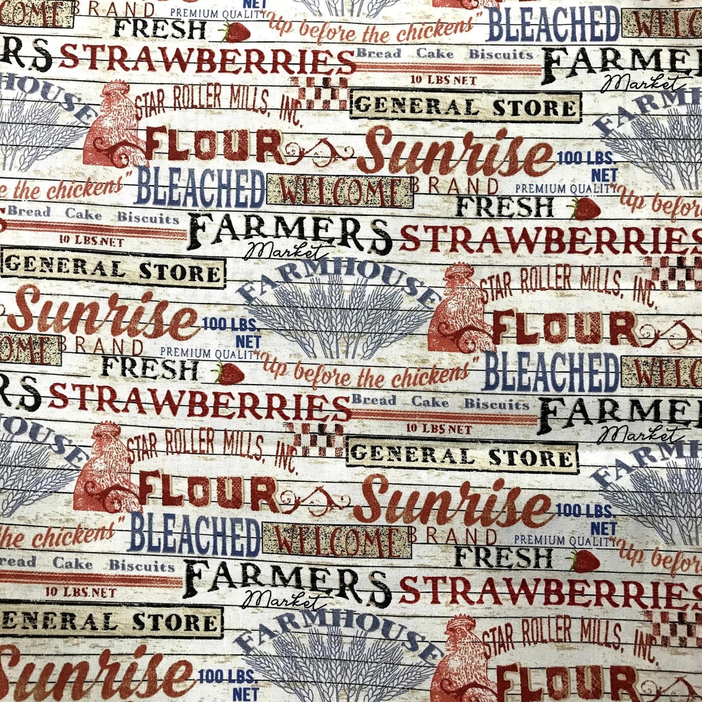 Cream Signs Patriotic, Beth Albert, 3 Wishes Fabric