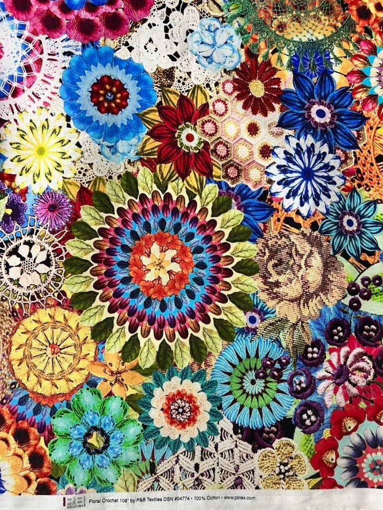 108in Wideback, Multi Floral Crochet, P&B Textiles