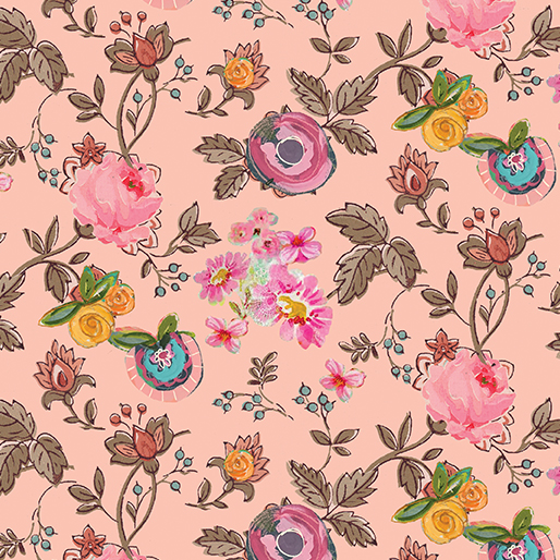 Floral Cotton, Garden Floral Roses, Kelly Rae Roberts Fabric, A Beautiful Life, Benartex Fabrics