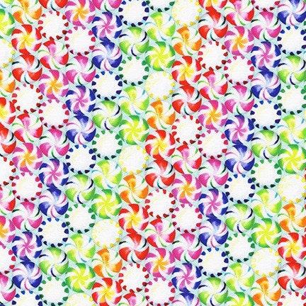 Peppermints, Christmas Fabric, Robert Kaufman, Rainbow Christmas, Glow Wishwell