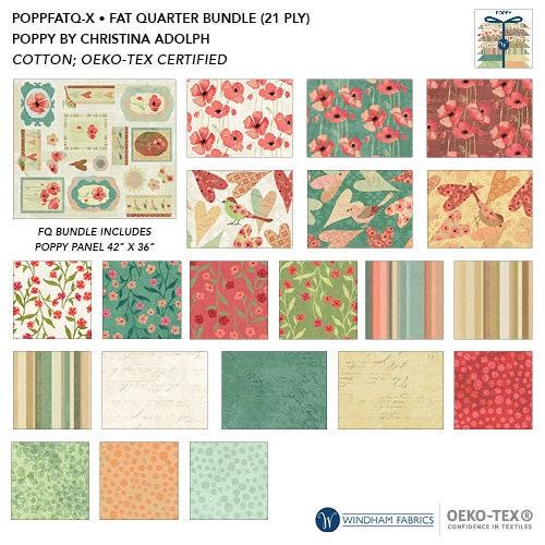 Poppy Fat Quarter Bundle, Christina Adolph, Windham Fabrics