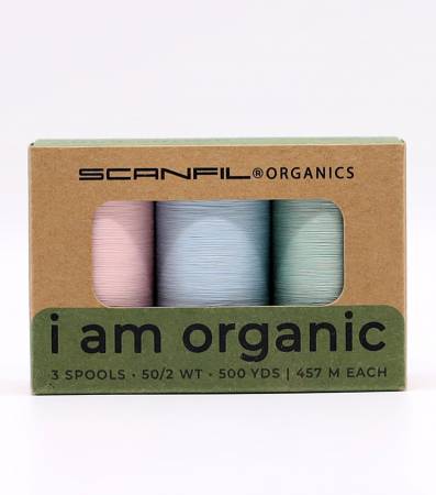 Scanfil Organic Cotton 50wt 3 Spool Thread Set Baby Pastels