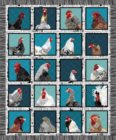 Chicken Panel, Zooming Chickens, Timna Tarr, SudioE Fabric