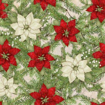 Poinsettias Multi, French Countryside Christmas, Beth Albert, 3 Wishes