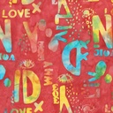 Batik Words Coral, Found, Carrie Bloomston, Anthology Fabrics