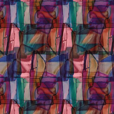 Reflections, Coral/Multi Painted Prism, Marta Cortese, Benartex Fabrics