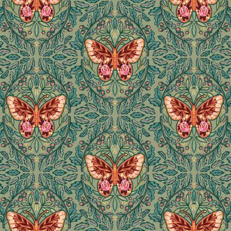 Mirrored Butterfly Green, Folk Flora