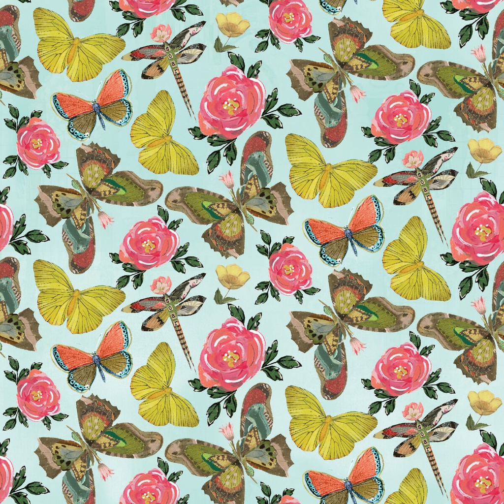 Butterfly Toss Sky, A Heart Led Life, Kelly Rae Roberts, Benartex Fabrics