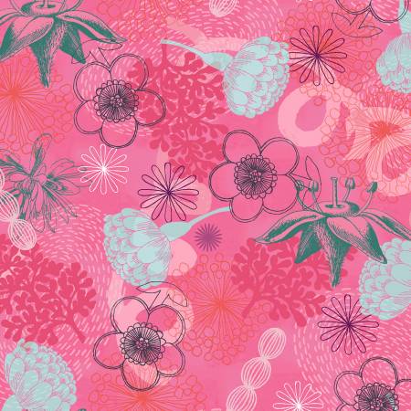 Bright Pink Botanical, Bright World, Windham Fabrics