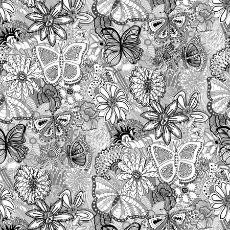 Sketchbook Doodle Black/White, 108in Wideback, P&B Textiles