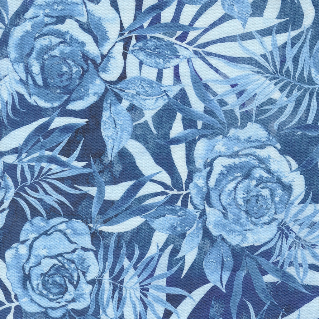Prussian Rose Florals-Blue, Coming Up Roses, Create Joy Project, Moda Fabrics