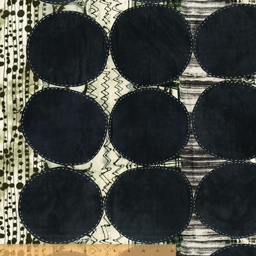 Marcia Derse, Curiosity, Circle Black, Abstract Digital Cotton, Windham Fabrics