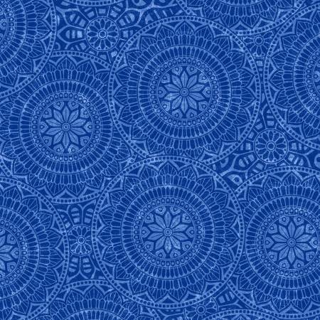 118in Wideback, Blue Mandalas, Studio E Fabrics