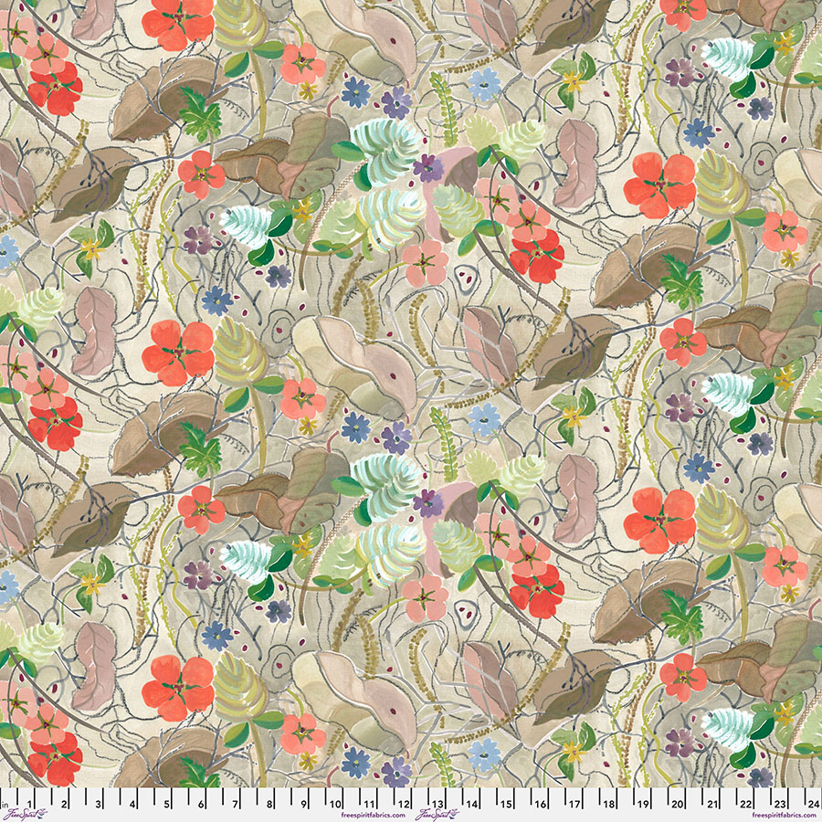 Peppercorn Parchment, Exotic Garden Palace, Denise Burkitt, Free Spirit Fabrics