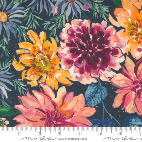 Retro Harvest Large Floral, Floribunda Midnight, Create Joy Project, Moda Fabrics