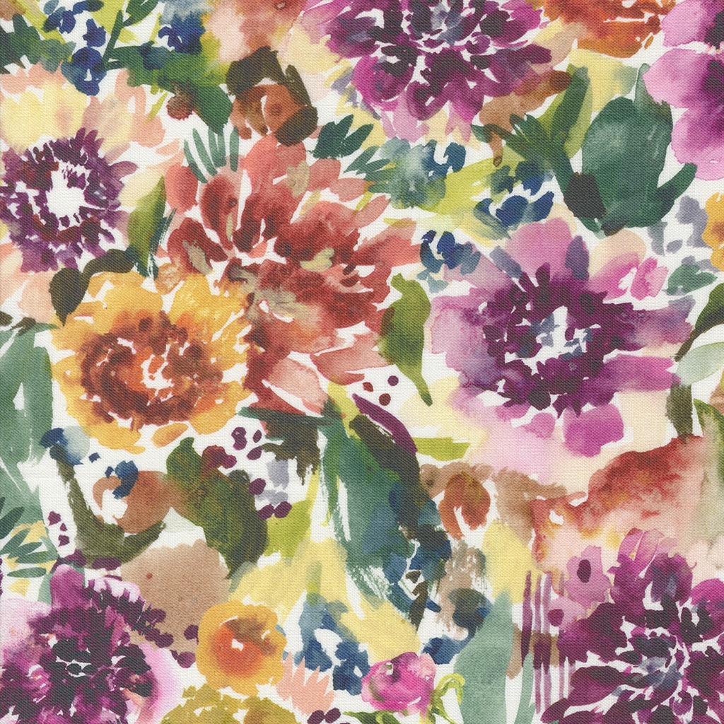 Watercolor Summer Florals, Floribunda, Create Joy Project, Moda Fabrics