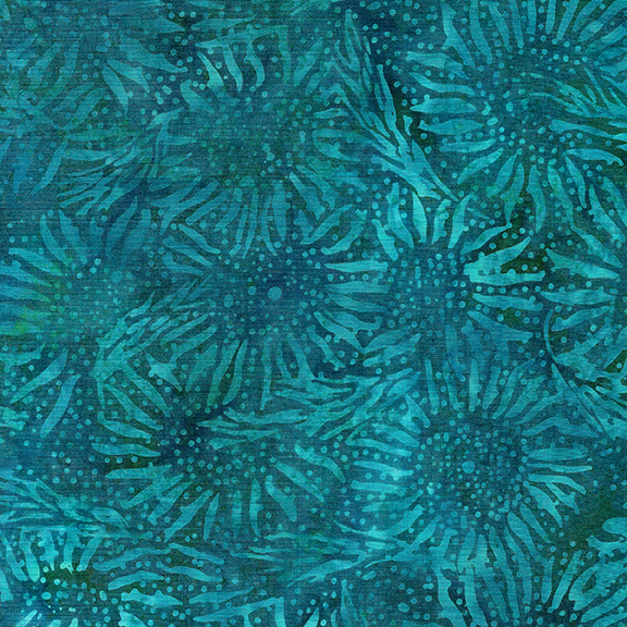 Sunflower Teal, The Grove, Kathy Engle, Island Batik