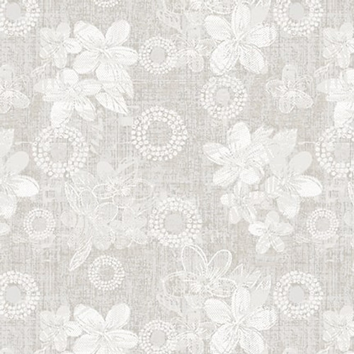 Flowers with Circles, Grey Purely Neutral, Satin Moon Designs, Blank Quilting