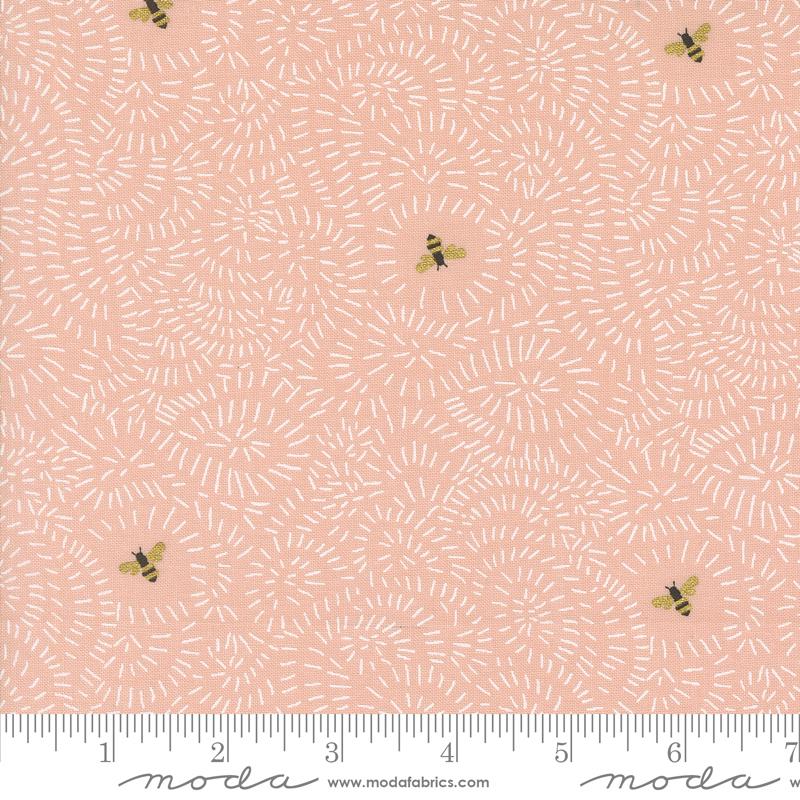 Bee Garden Metallic Rose, Gingiber, Moda Fabrics