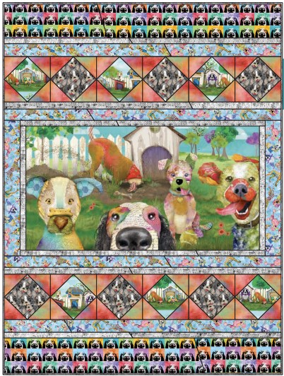 Raise The Woof 2 Panel Quilt Kit, Connie Haley, 3 Wishes Fabric