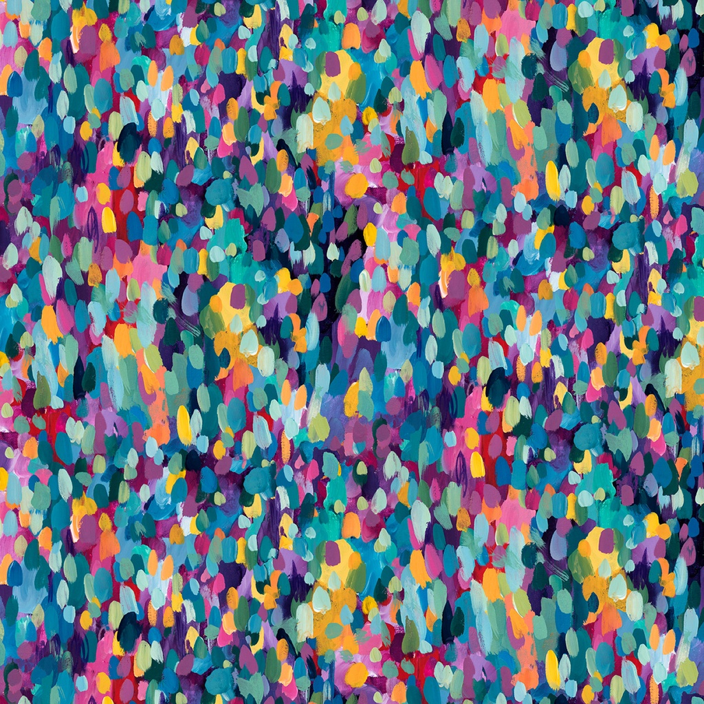 108in Blue/Multi Large Paint Spots, Cotton Wide Back, P&B Textiles