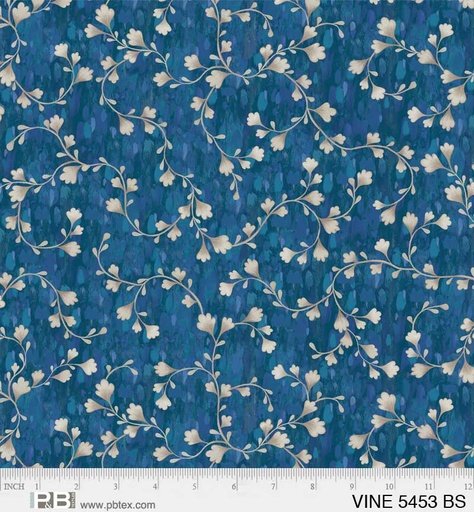 [VINE 5453BS] 108in Vine Scroll, Blue Wide Back, P&B Textiles