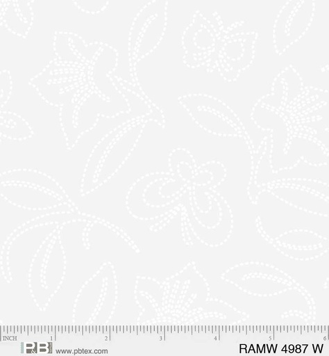 [4987WFlowers] 108" White Floral, Ramblings, P&B Textiles
