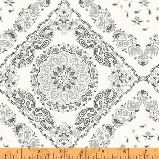 [53188W-3 IVORY-Bandana] 108" Grey & White Cotton Wide Back, Bandana, Windham Fabrics