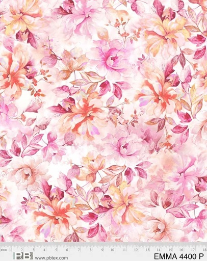 [EMMA 4400 P] 108" Pink Floral Wideback, Emma 4400 P, P&B Textiles