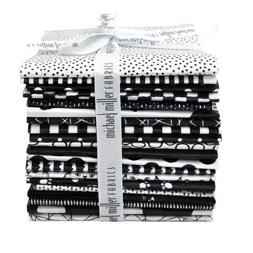[FQ0329 - Black & White] Black and White Fat Quarter Bundle, Michael Miller Fabrics