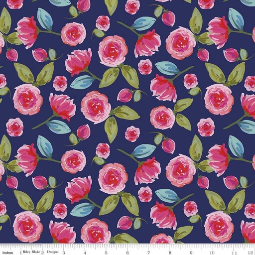 [C11911-Navy, Blissful Blooms] Blissful Blooms Navy Floral, Lila Tueller, Riley Blake Fabrics