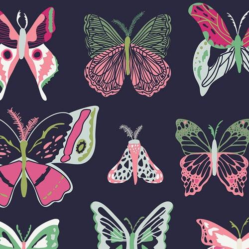 [FUS-F-1007-Fusion Floralia] Butterfly Cotton Fabric, Art Gallery Fabric, Fabric by the Yard
