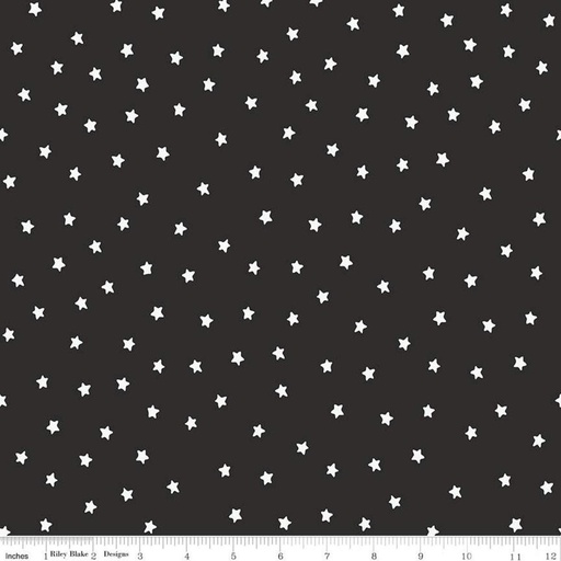 [C10801-CHARCOAL] Christmas Stars, Black Fabric by the Yard, J. Wecker Frisch, for Riley Blake Designs