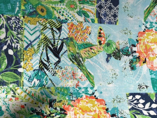 [MFL 21361] Hummingbird Collage Fabric, Floral Cotton, Bari J, Art Gallery Fabrics