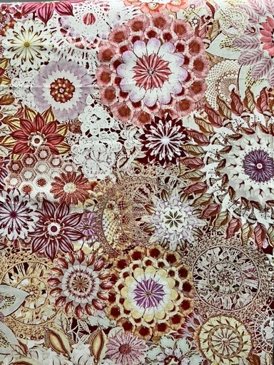 [FCRO 4774 J] 108in Wideback, Floral Crochet, Peach, P&B Textiles