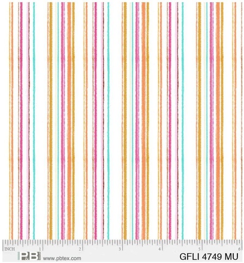 [GFLI 4749 MU-Garden Flight] Multi Stripe Cotton Fabric, Eulalia Mejia, Garden Flight, P&B Textiles