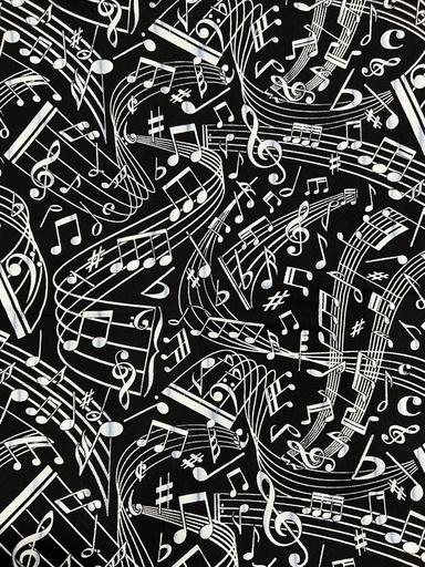 [MUSIC-C7587 BLACK] Swirling Music Fabric, Music Cotton, Gail Cadden, Timeless Treasures