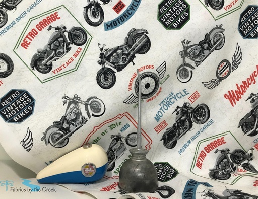 [52240-1] Vintage Motorcycles, Born to Ride, Rosemarie Lavin Design, Windham Fabrics, 52240-1