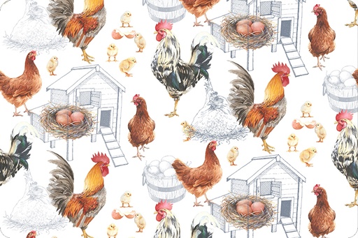 [chickencuddle] Chicken Cuddle 60in, Rooster Minky, Shannon Fabrics